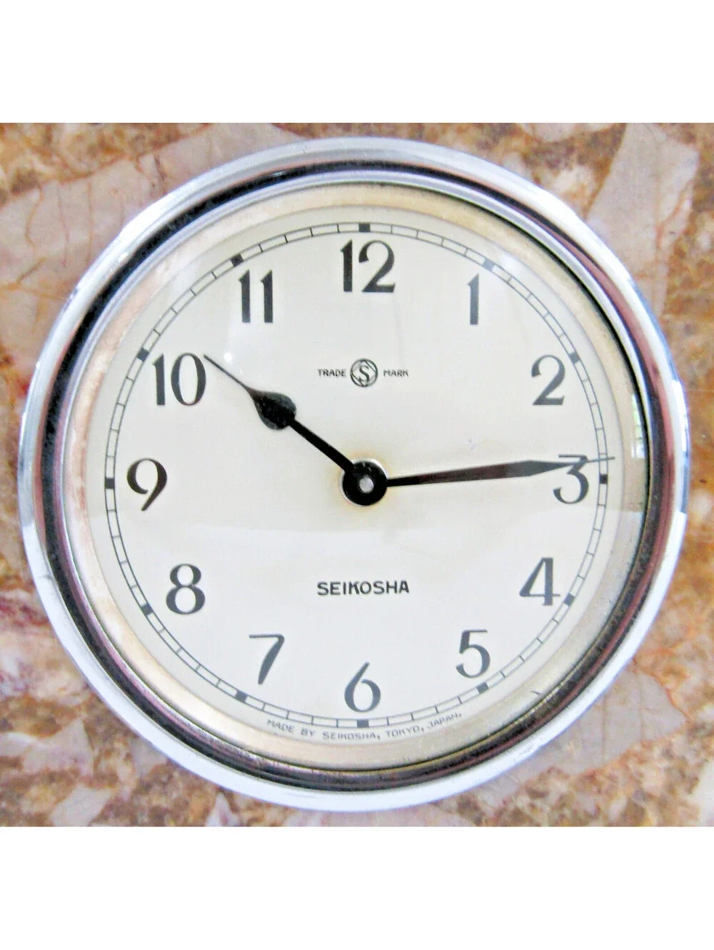 Seikosha Art Deco 1930s Onyx and Gray Marble Table Clock